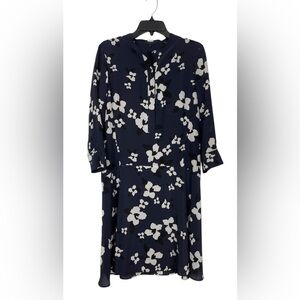 Theory Carstan Autumn Printed Silk Dress Knee Length Floral Dressy Careerwear 4